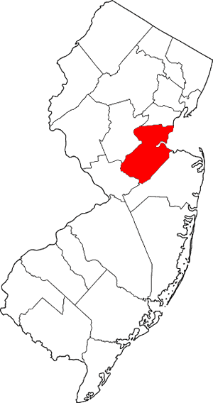 middlesex county NJ map outline state