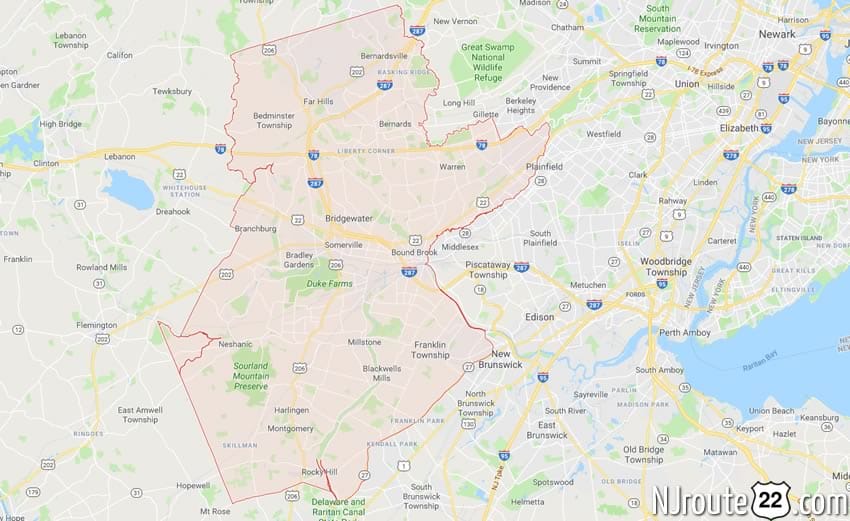 somerset county NJ map