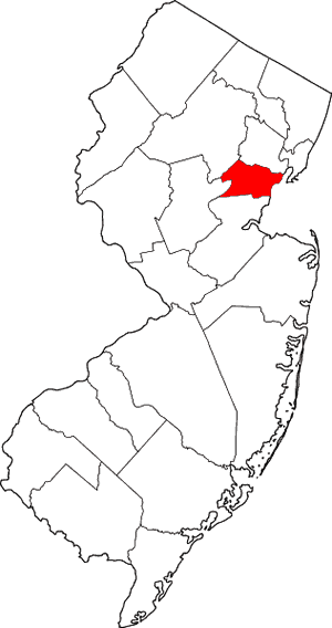 union county NJ map outline state