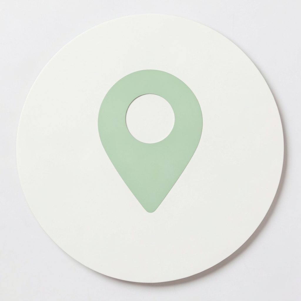 A subtle map-pin shape in soft green on a light circular background, evoking the Route 22 corridor and local New Jersey character.
