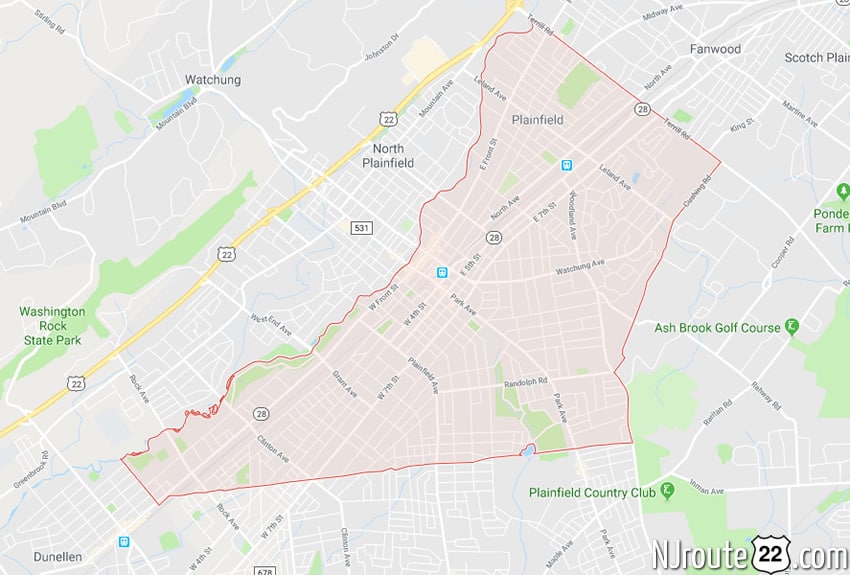 plainfield NJ map