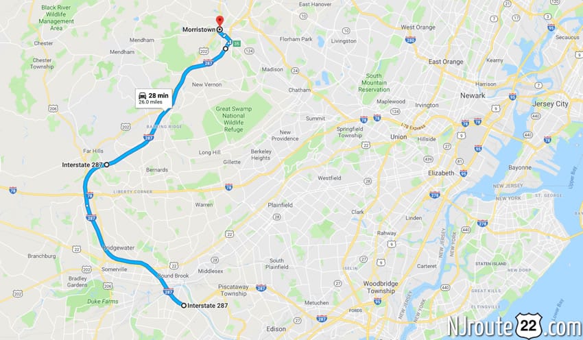 NJ route 287 Map