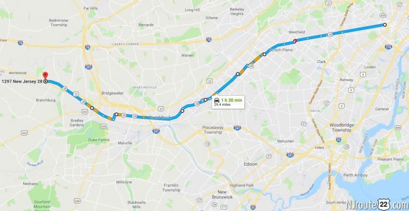 Route 28 NJ Map