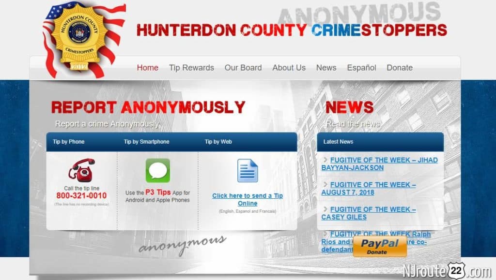 hunterdon county NJ crime stoppers